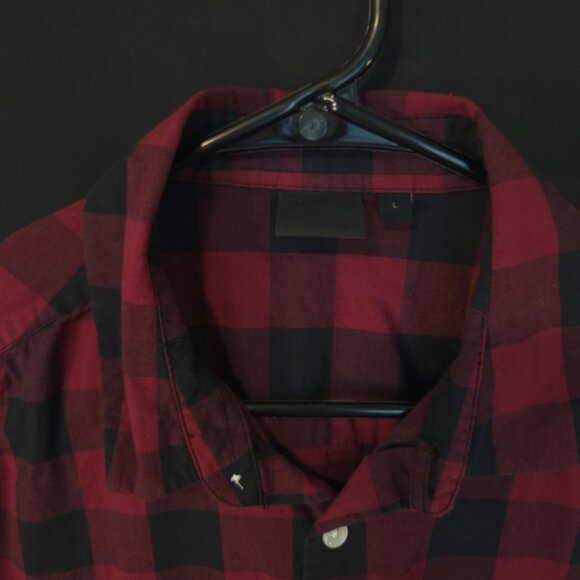 Mens ASOS Red Plaid Short Sleeve Button-Up Shirt Size L Cotton/Polyester - Picture 5 of 6